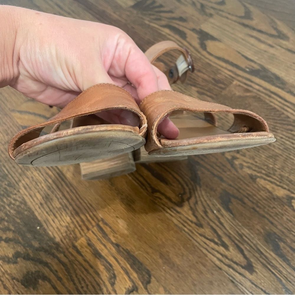 PAUL GREEN Brown Leather Buckle Stacked Block Heel Sandals - Picture 8 of 9